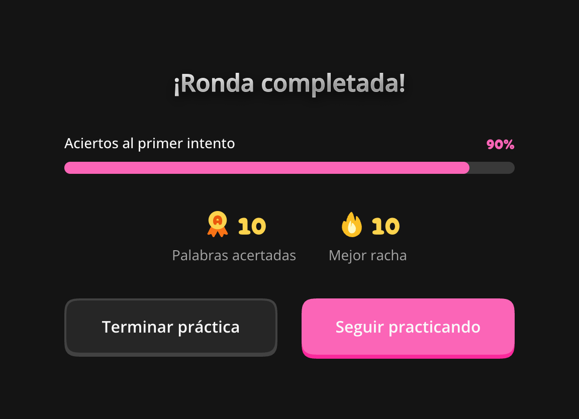Resultados y opción para seguir