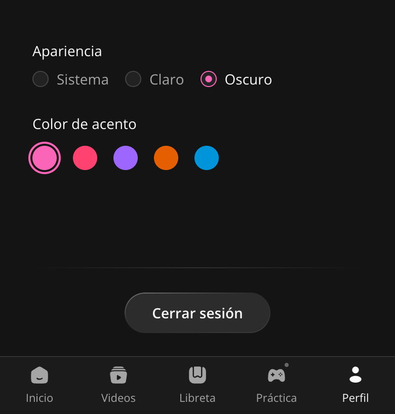 Cerrar sesión desde el perfil