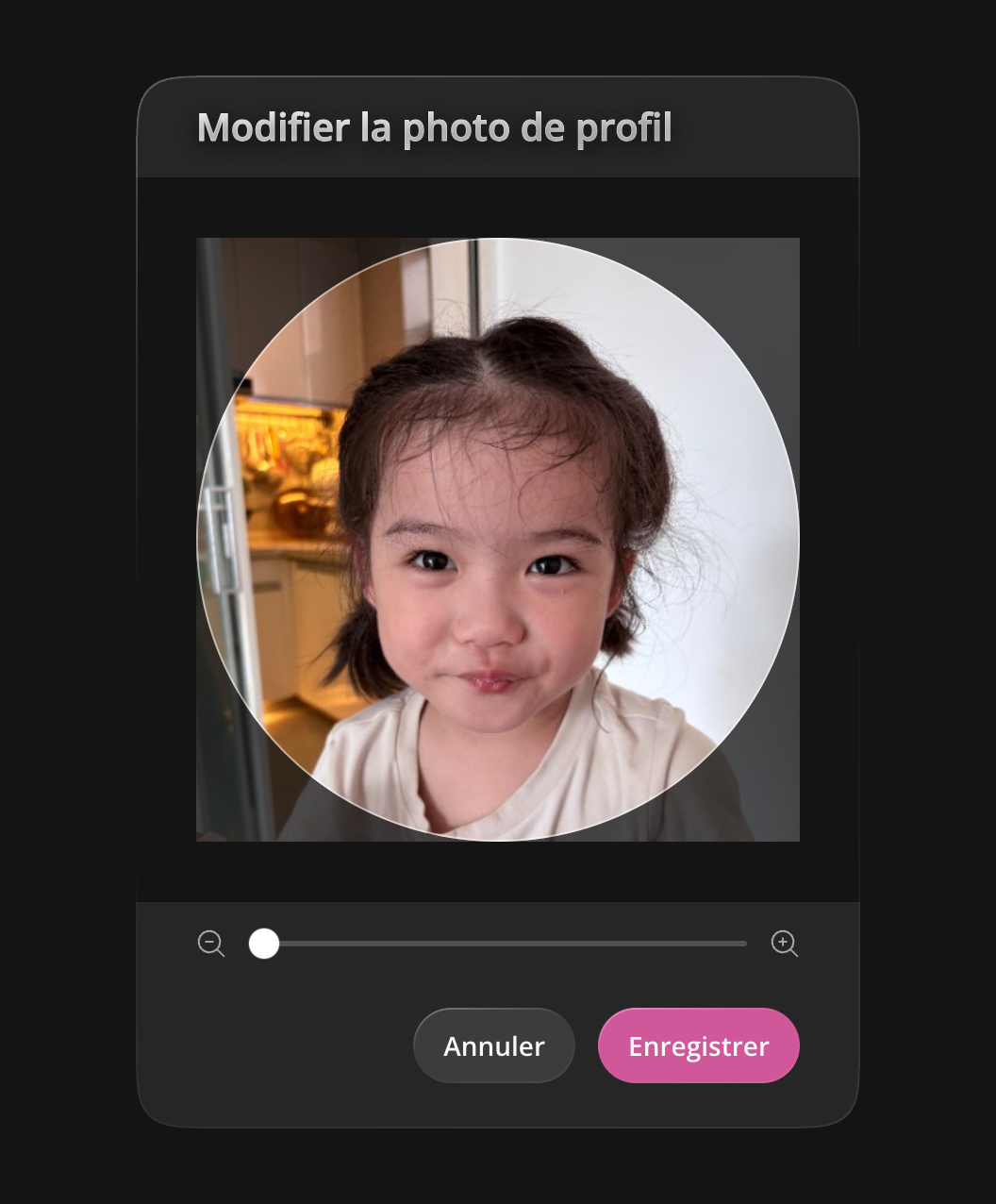 Recadrage et enregistrement de la photo