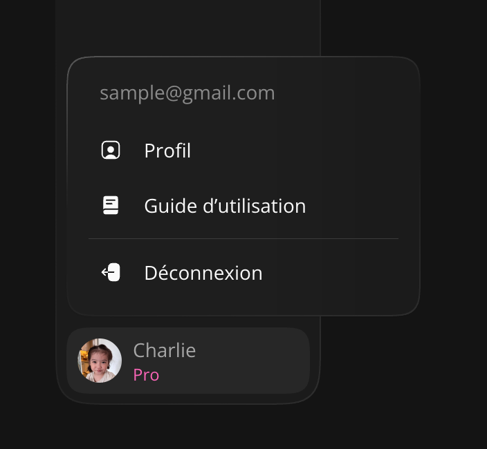 Déconnexion dans le menu du profil