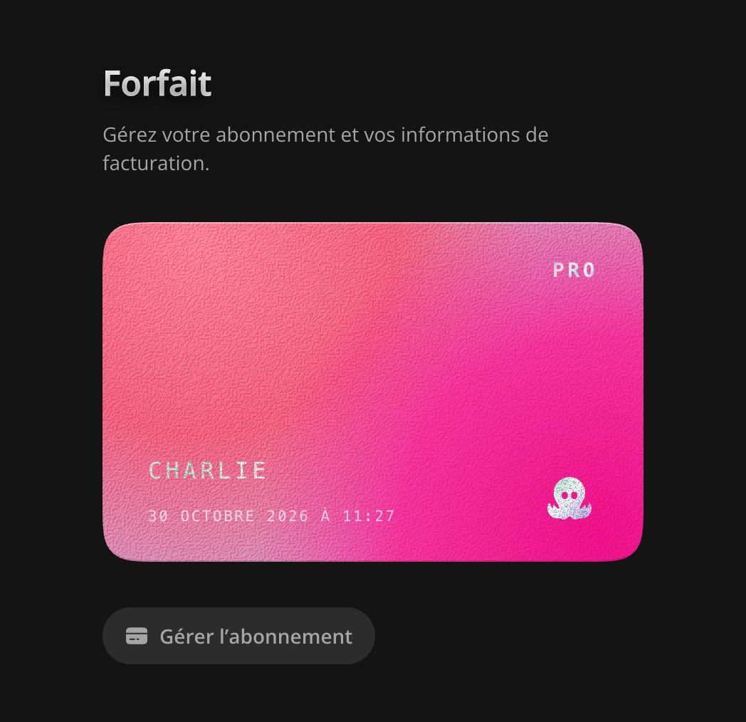 Forfait, validité et gestion