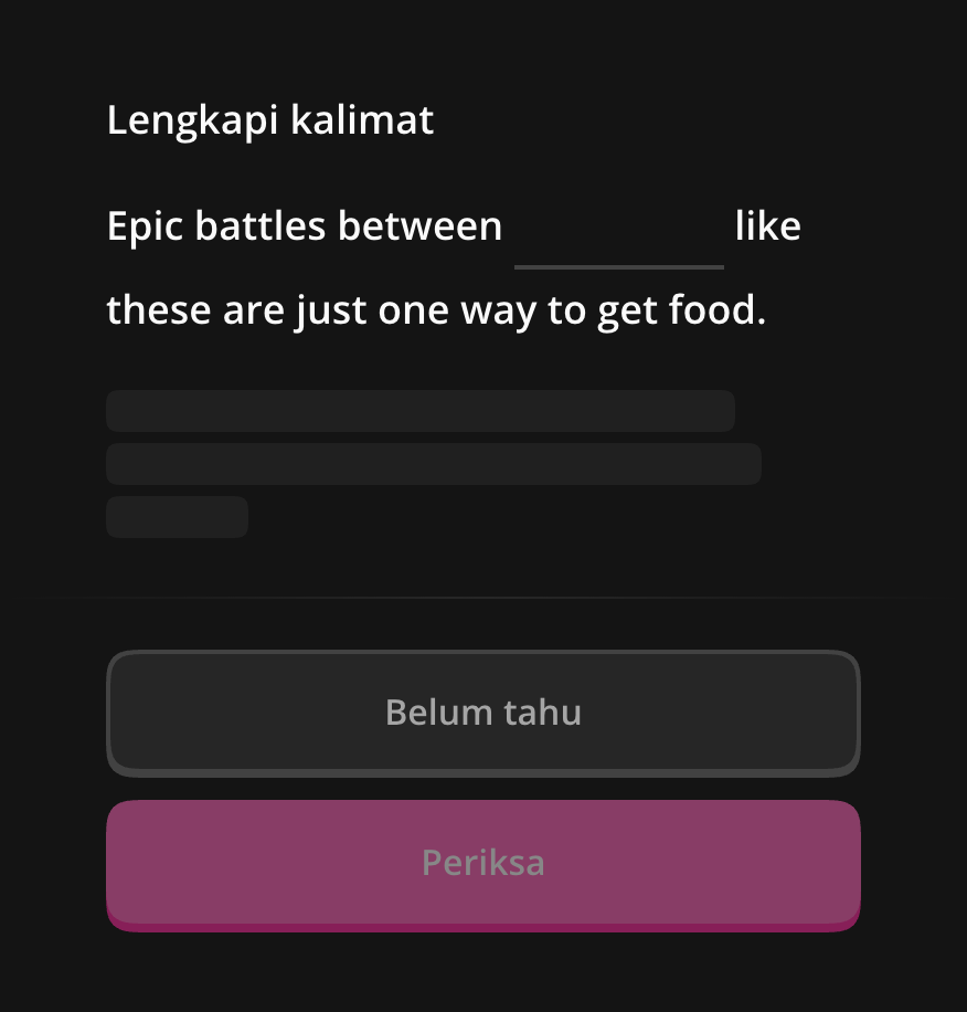 Lengkapi kata dalam kalimat asli