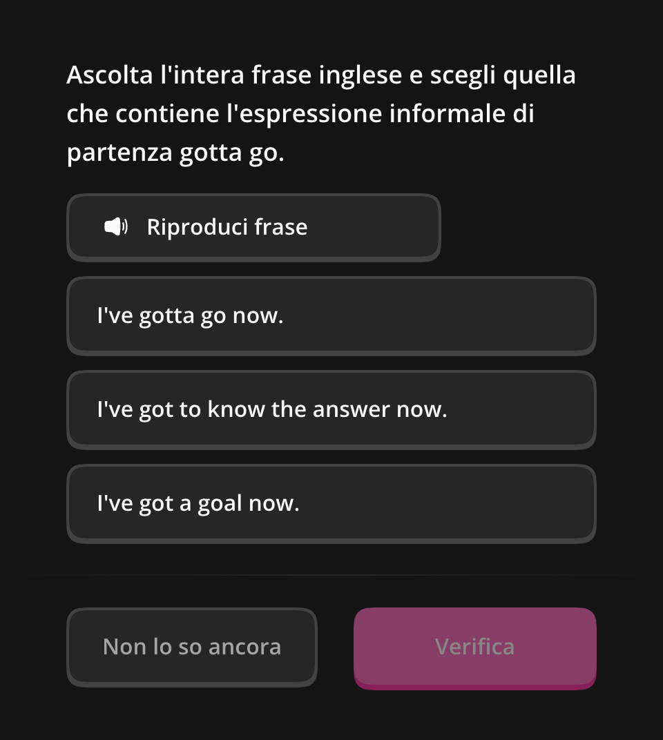 Audio e verifica di una domanda d’ascolto