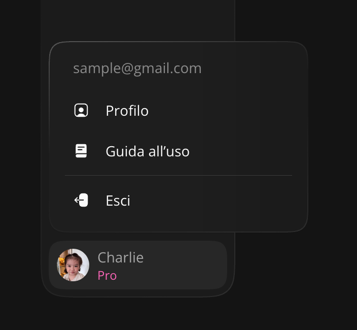 Uscita dal menu del profilo