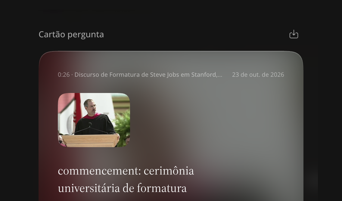Botão Baixar pergunta na prévia do cartão de uma nota