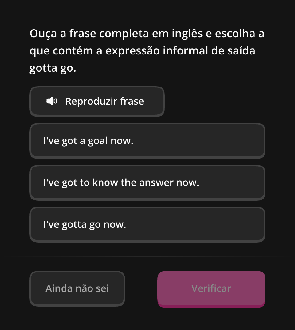 Áudio e verificação de uma questão de escuta