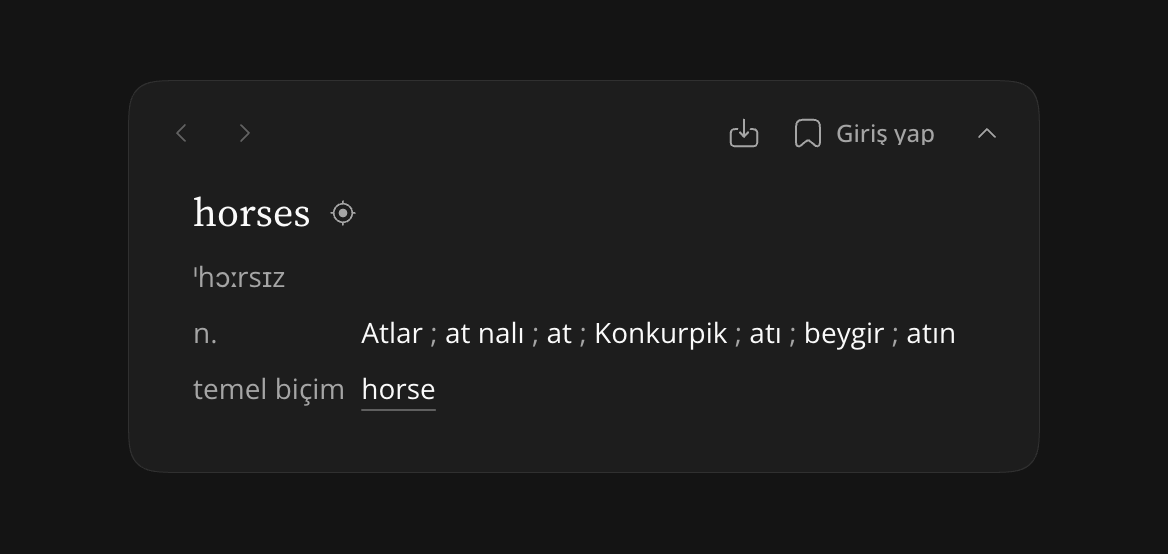 Ayrıntılı kelime ve araç çubuğu