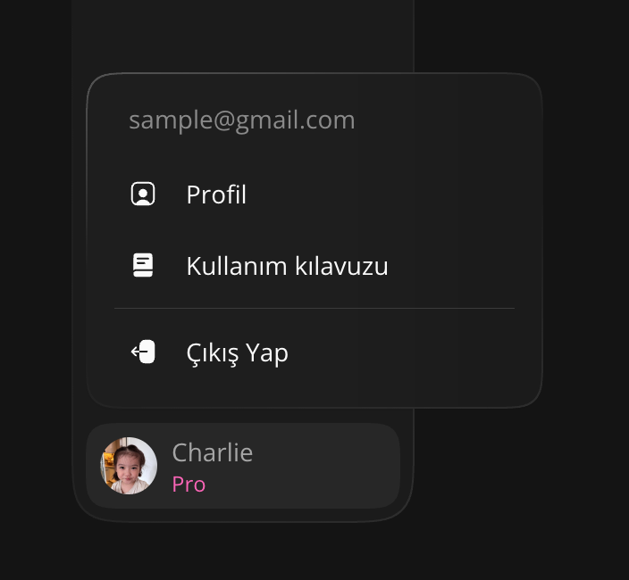 Profil menüsünden çıkış