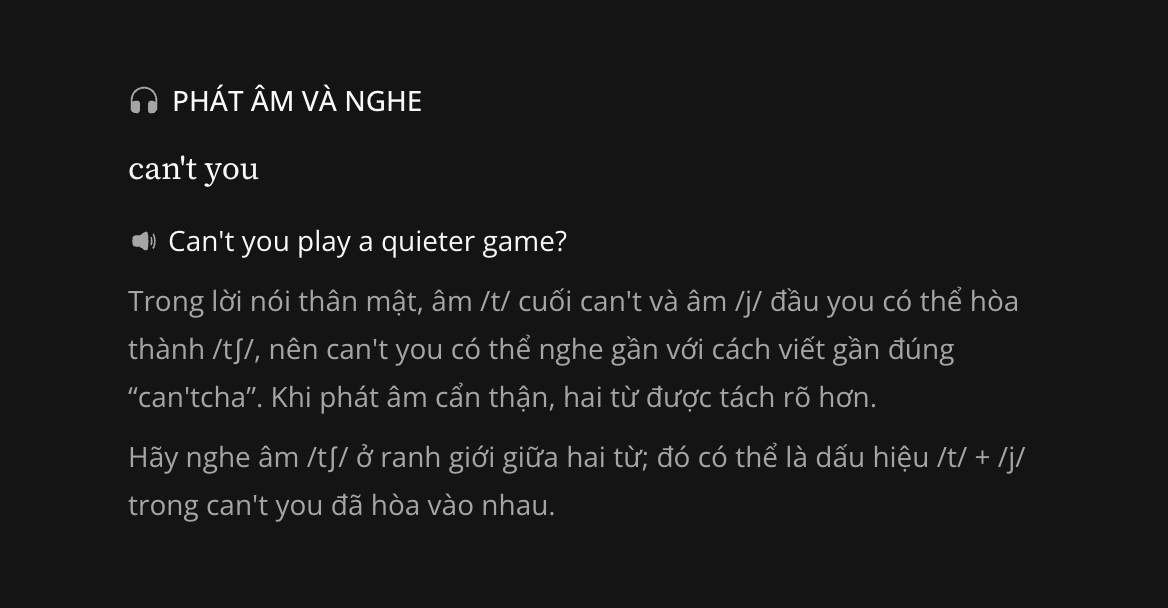 Phiên âm và gợi ý bằng lời