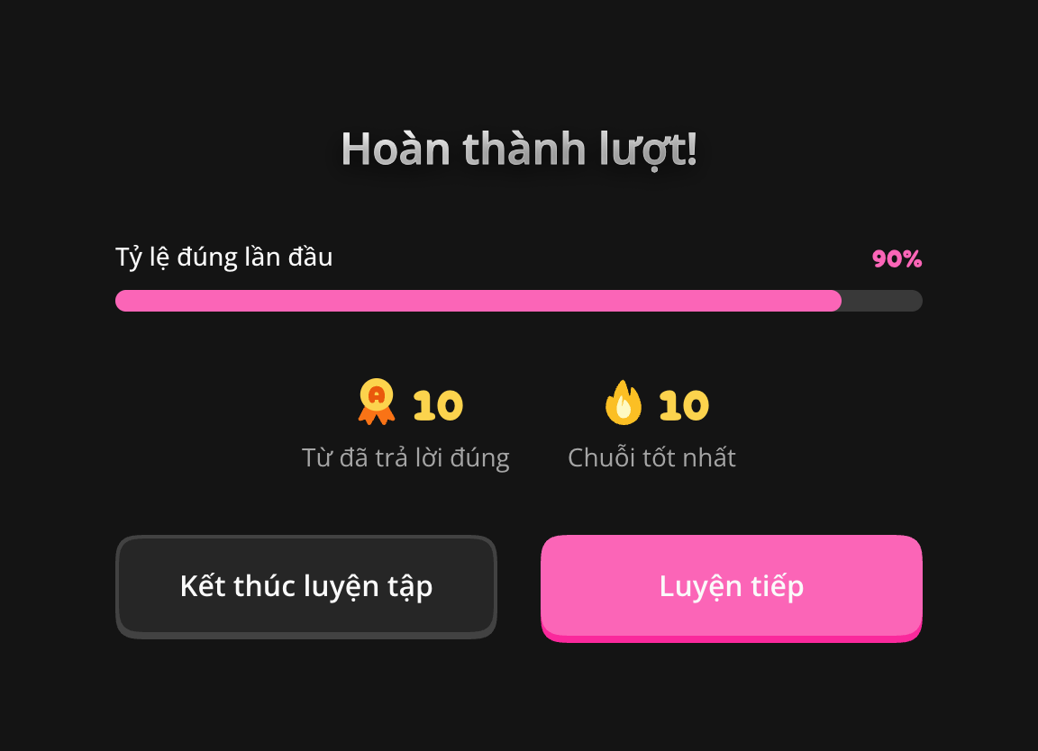 Kết quả lượt này và luyện tiếp