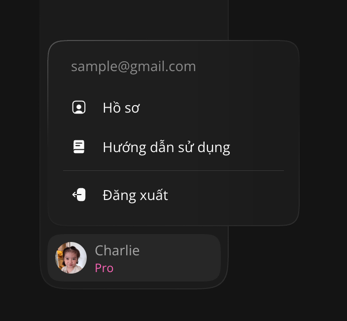 Đăng xuất trong menu ảnh đại diện