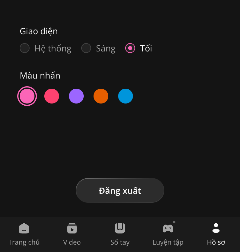 Lối đăng xuất trong Hồ sơ