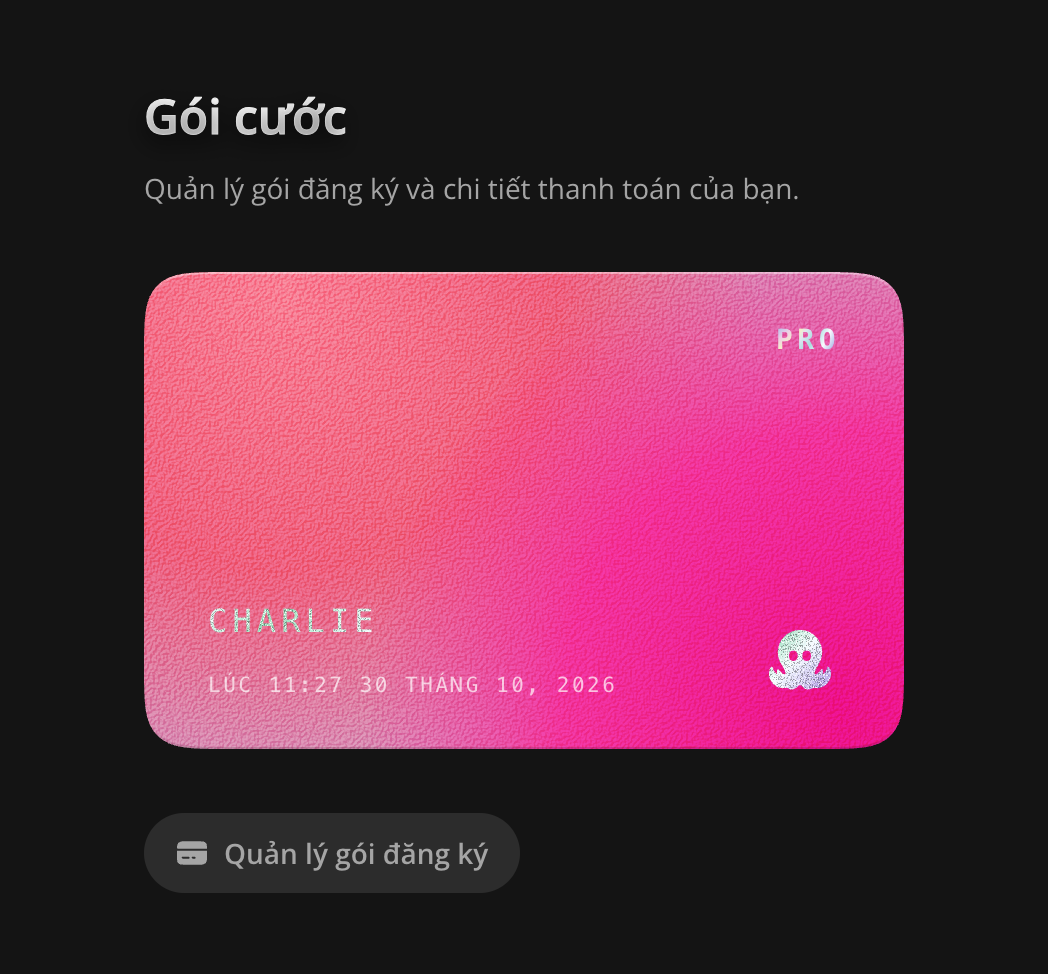 Gói hiện tại, hạn dùng và lối quản lý