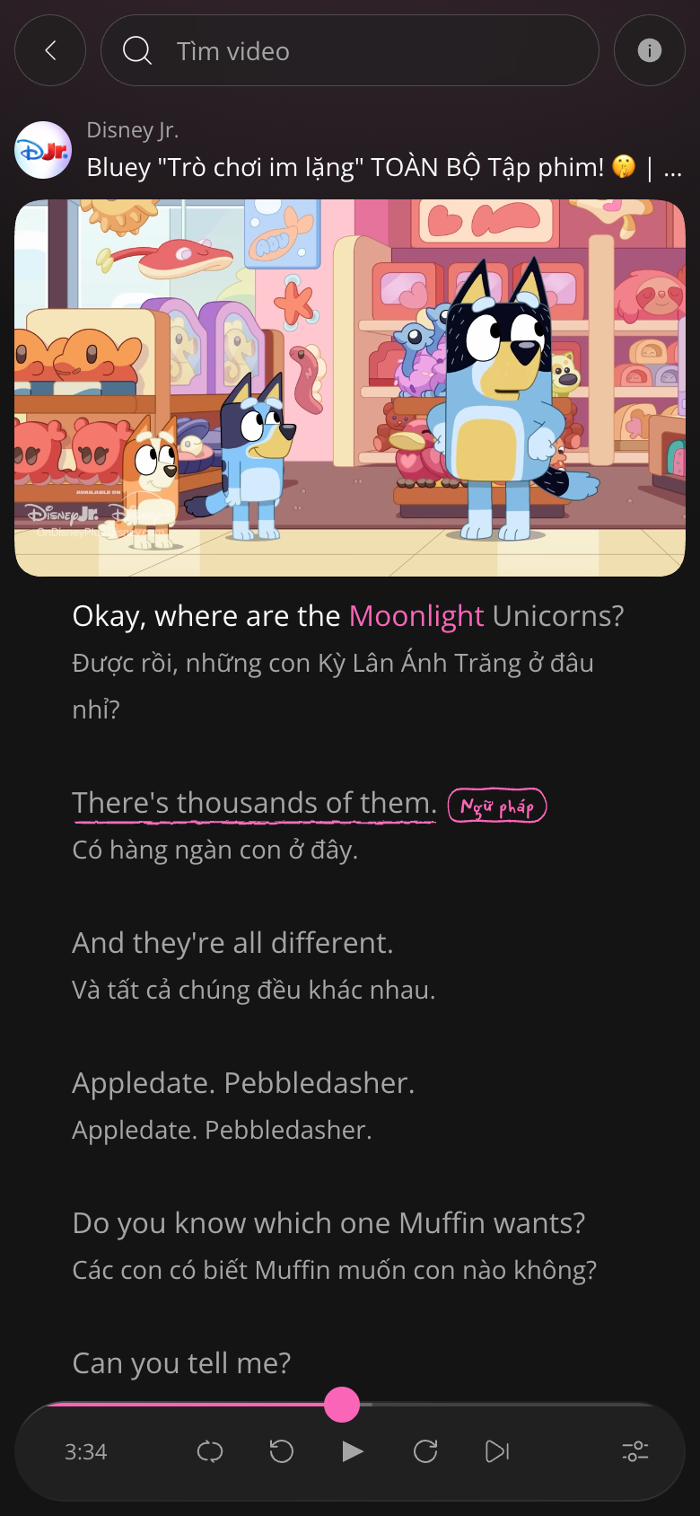 Phụ đề nhiều dòng và màu của từ đang nói